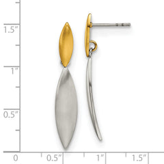 Chisel Stainless Steel Brushed Yellow IP-plated Post Dangle Earrings