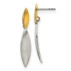 Chisel Stainless Steel Brushed Yellow IP-plated Post Dangle Earrings