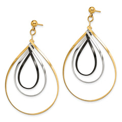 Chisel Stainless Steel Polished Black and Yellow IP-plated Twisted Post Dangle Earrings