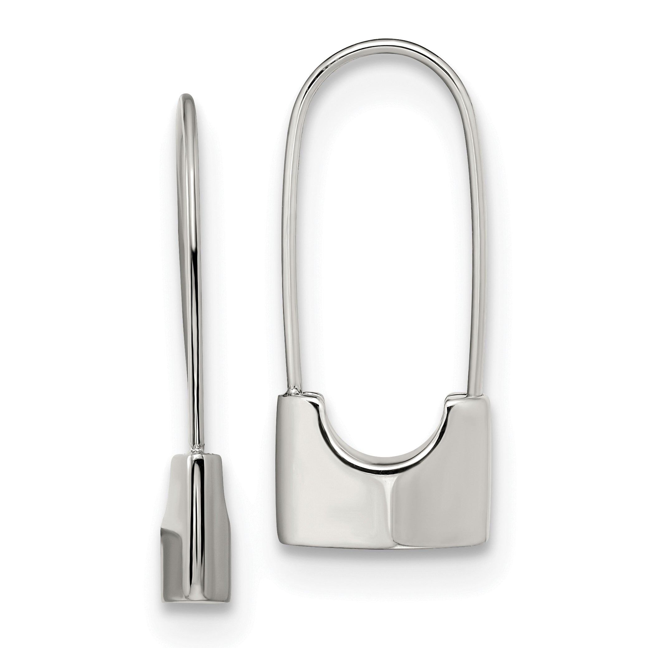 Chisel Stainless Steel Polished Lock Earrings