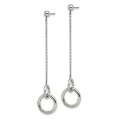 Stainless Steel Polished Circles Post Dangle Earrings