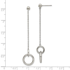 Stainless Steel Polished Circles Post Dangle Earrings