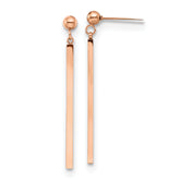 Chisel Stainless Steel Polished Rose IP-plated Bar Post Dangle Earrings