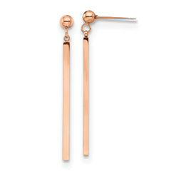 Chisel Stainless Steel Polished Rose IP-plated Bar Post Dangle Earrings