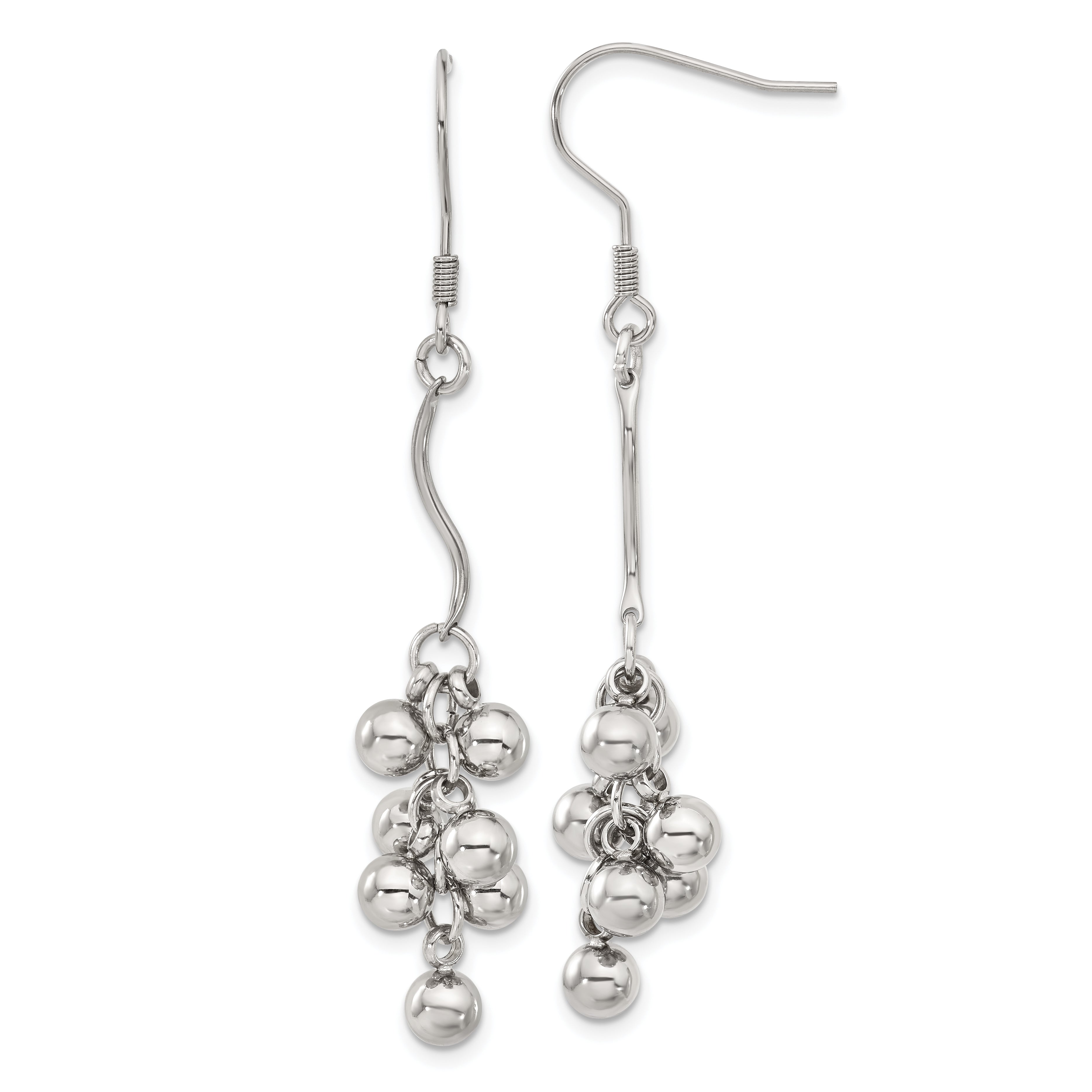 Stainless Steel Polished Beads Dangle Earrings