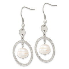 Sophia Jewelers Stainless Steel Pearl Circle Dangle Earrings Gift Ready
