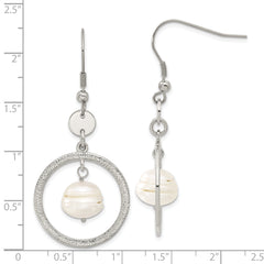 Sophia Jewelers Stainless Steel Pearl Circle Dangle Earrings Gift Ready