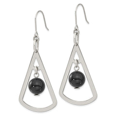 Sophia Jewelers Stainless Steel Onyx Dangle Earrings with Polished Finish
