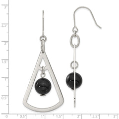 Sophia Jewelers Stainless Steel Onyx Dangle Earrings with Polished Finish