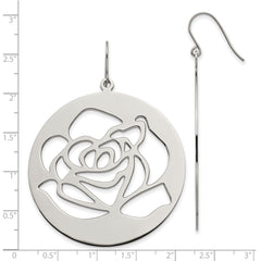 Stainless Steel Polished Rose Dangle Earrings Elegant Drop Design