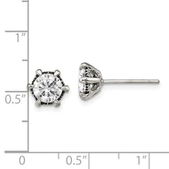 Sophia Jewelers Stainless Steel Unisex CZ Stud Earrings Antiqued Polished