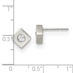 Sophia Jewelers Stainless Steel Brushed CZ Unisex Earrings Gift Ready