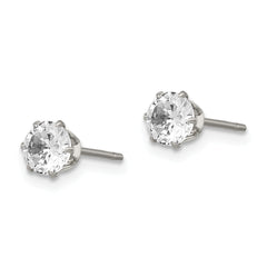 Sophia Jewelers Stainless Steel Polished CZ Unisex Stud Earrings Gift Ready