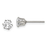 Chisel Stainless Steel Polished 5mm Round CZ Stud Post Earrings