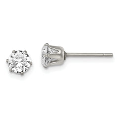 Chisel Stainless Steel Polished 5mm Round CZ Stud Post Earrings
