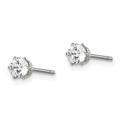 Sophia Jewelers Unisex Stainless Steel CZ Stud Earrings Polished Gift Ready