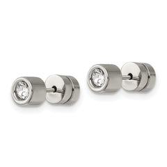 Sophia Jewelers Polished Stainless Steel Unisex CZ Stud Earrings Gift Ready