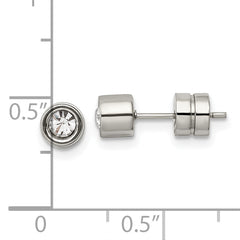 Sophia Jewelers Polished Stainless Steel Unisex CZ Stud Earrings Gift Ready