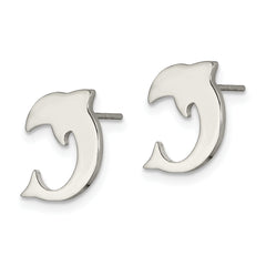 Stainless Steel Dolphin Earrings with Polished Finish in Gift Pouch