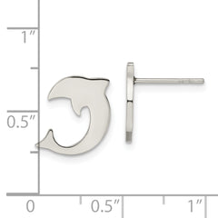 Stainless Steel Dolphin Earrings with Polished Finish in Gift Pouch