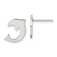 Chisel stainless Steel Polished Dolphin Post Earrings