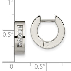 Sophia Jewelers Stainless Steel Unisex Hinged Hoop Earrings with CZ Huggie