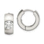 Chisel Stainless Steel Brushed and Polished with CZ Round 7mm Hinged Hoop Earrings