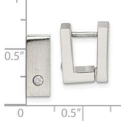 Unisex Stainless Steel Hoop Earrings with CZ Brushed Polished Hinged