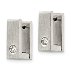 Chisel Stainless Steel Unisex Hinged Hoop Earrings with CZ Polished Finish