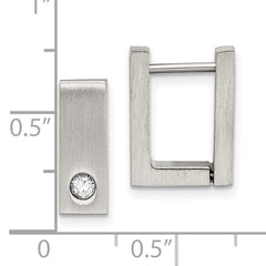 Chisel Stainless Steel Unisex Hinged Hoop Earrings with CZ Polished Finish