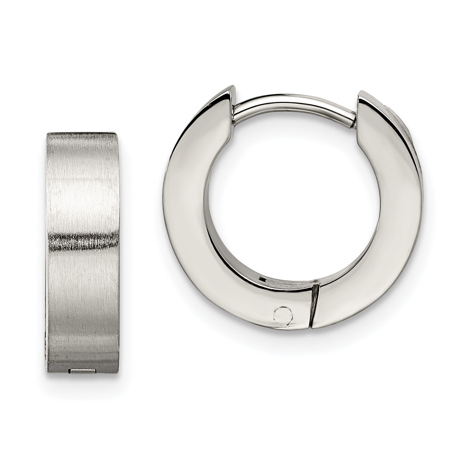Chisel Stainless Steel Brushed and Polished Round 4mm Hinged Hoop Earrings