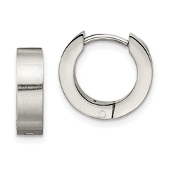 Chisel Stainless Steel Brushed and Polished Round 4mm Hinged Hoop Earrings