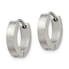 Sophia Jewelers Stainless Steel Unisex Hinged Hoop Earrings Polished & Brushed Finish