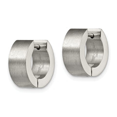 Sophia Jewelers Brushed Stainless Steel Unisex Hinged Hoop Earrings Gift Ready