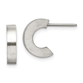 Chisel Stainless Steel Brushed J Hoop Post Earrings