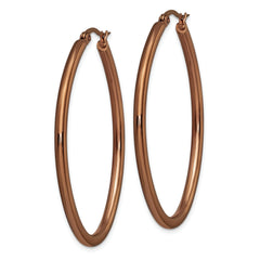 Chisel Stainless Steel Women's Polished Brown Hoop Earrings Gift Ready