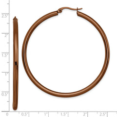 Sophia Jewelers Women's Polished Stainless Steel Hoop Earrings with Brown IP-Plating