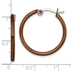 Sophia Jewelers Brown IP-Plated Stainless Steel Polished Hoop Earrings