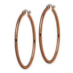 Sophia Jewelers Polished Brown Stainless Steel Hoop Earrings with Gift Pouch