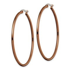 Sophia Jewelers Women's Polished Brown Stainless Steel Hoop Earrings Gift Ready