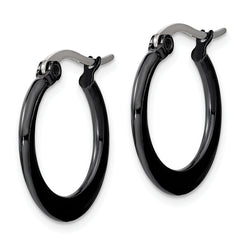 Sophia Jewelers Polished Stainless Steel Black Hoops Gift Ready