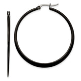 Chisel Stainless Steel Polished Black IP-plated 43mm Diameter 2mm Hoop Earrings
