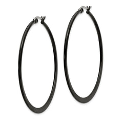 Sophia Jewelers Polished Black Stainless Steel Hoop Earrings Gift Ready