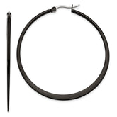 Chisel Stainless Steel Polished Black IP-plated 55mm Diameter 2mm Hoop Earrings