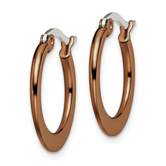 Sophia Jewelers Polished Brown Stainless Steel Tapered Hoop Earrings