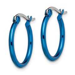 Sophia Jewelers Blue IP-Plated Stainless Steel Hoop Earrings Elegant Modern Design
