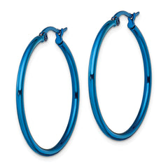 Sophia Jewelers Blue IP Stainless Steel Hoop Earrings Gift Ready Elegance