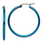 Chisel Stainless Steel Polished Blue IP-plated 32mm Diameter 2mm Hoop Earrings