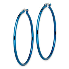 Sophia Jewelers Stainless Steel Blue Polished Hoop Earrings Gift Ready