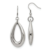 Chisel Stainless Steel Polished Teardrop Dangle Shepherd Hook Earrings